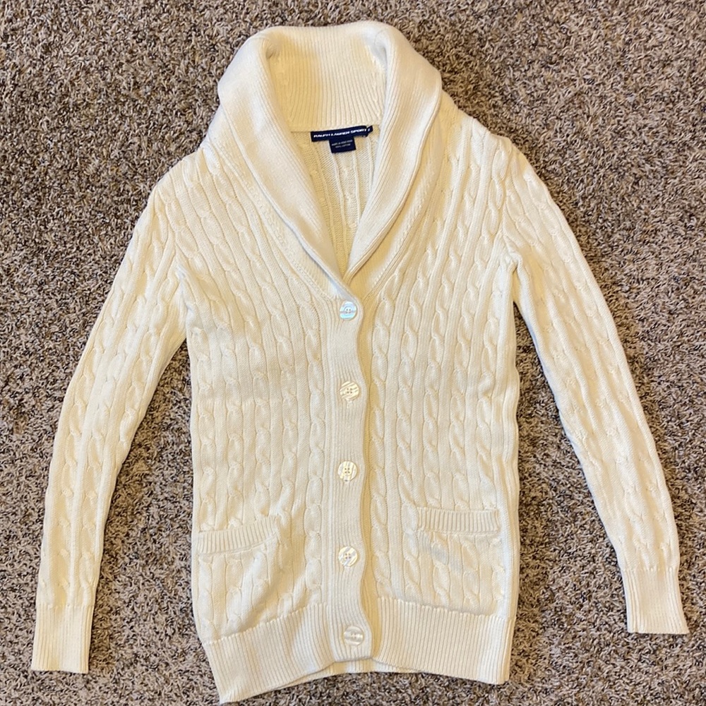 Ralph Lauren Sport Cotton Shawl Collar Cardigan Sweater (Cream)